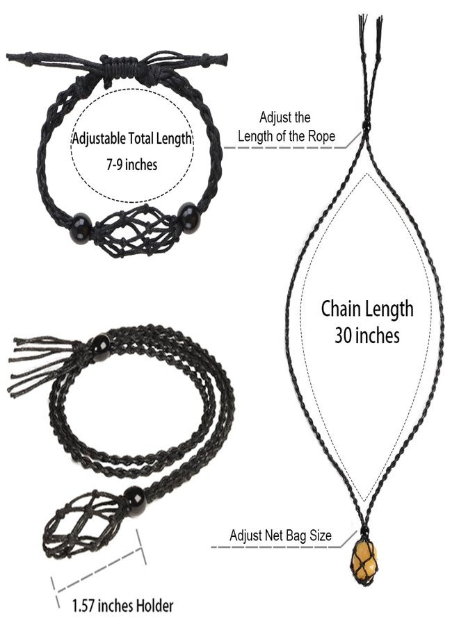 FANASY 6 PCS Crystal Cage Necklace & Bracelet Cord Holder with Adjustable Length (Black, Brown, Khaki) - Image 2